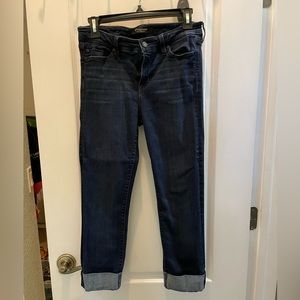 Liverpool Cropped Jeans Size 4/27 Dark Wash Rolled Cuff
